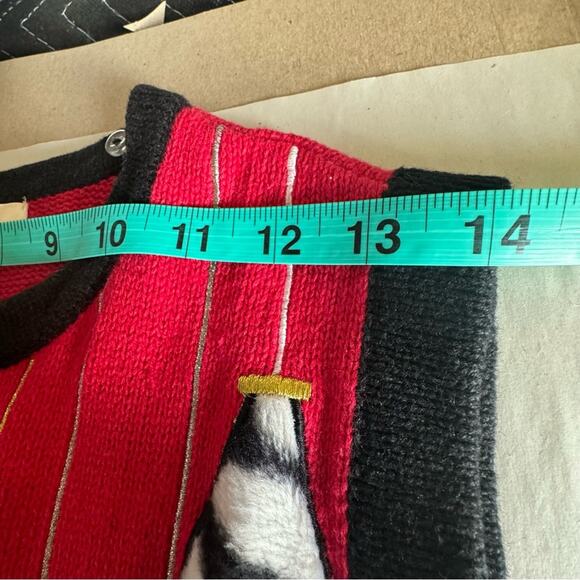 Animal Print Cheetah Zebra Christmas Ornament Zipper Sweater Vest Small Vintage - Picture 8 of 11